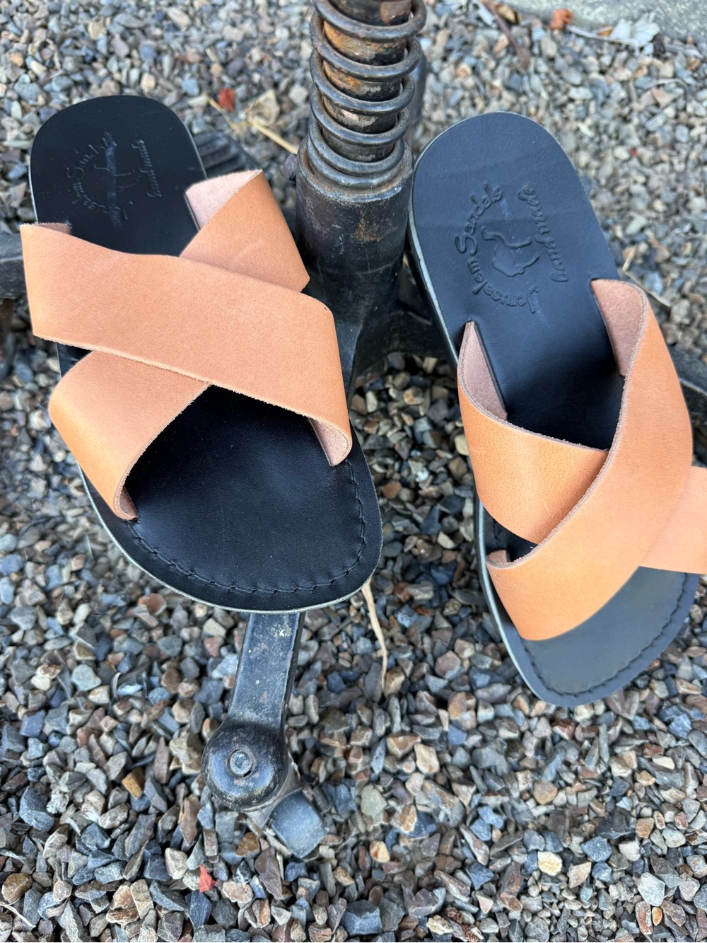 Jerusalem Leather Cross-Strap Sandals in Tan Size 10 - Picture 2 of 3
